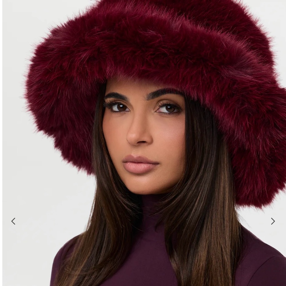 Elegant Burgundy Faux Fur Hat, Pumps, Jumpsuit, & Bag | DROPS 10/25/2025